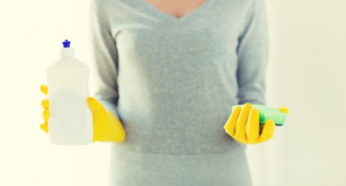 A customer service representative reviewing a carpet cleaning complaint